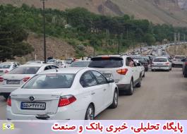 ترافیک سنگین جاده هراز به سمت تهران