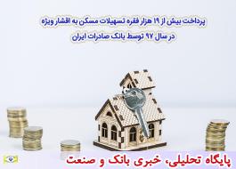 پرداخت بیش از 19 هزار فقره تسهیلات مسکن به اقشار ویژه در سال 97 توسط بانک صادرات ایران