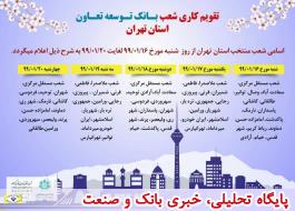 برنامه کاری شعب بانک توسعه تعاون استان تهران و سایر استان‌ها از 16 الی 20 فروردین